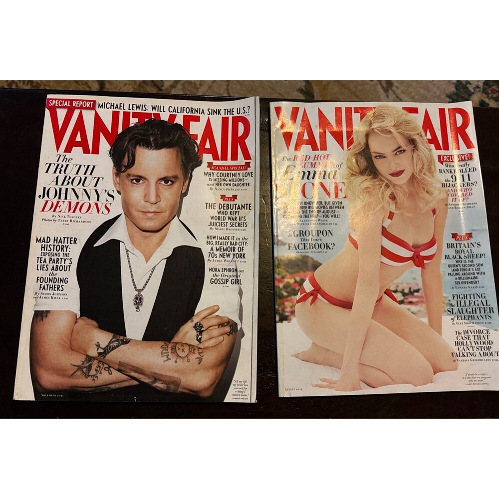 Vanity Fair Magazine Lot of 2-Johnny Depp 2011 -Emma Stone 2011 - Price Andrew